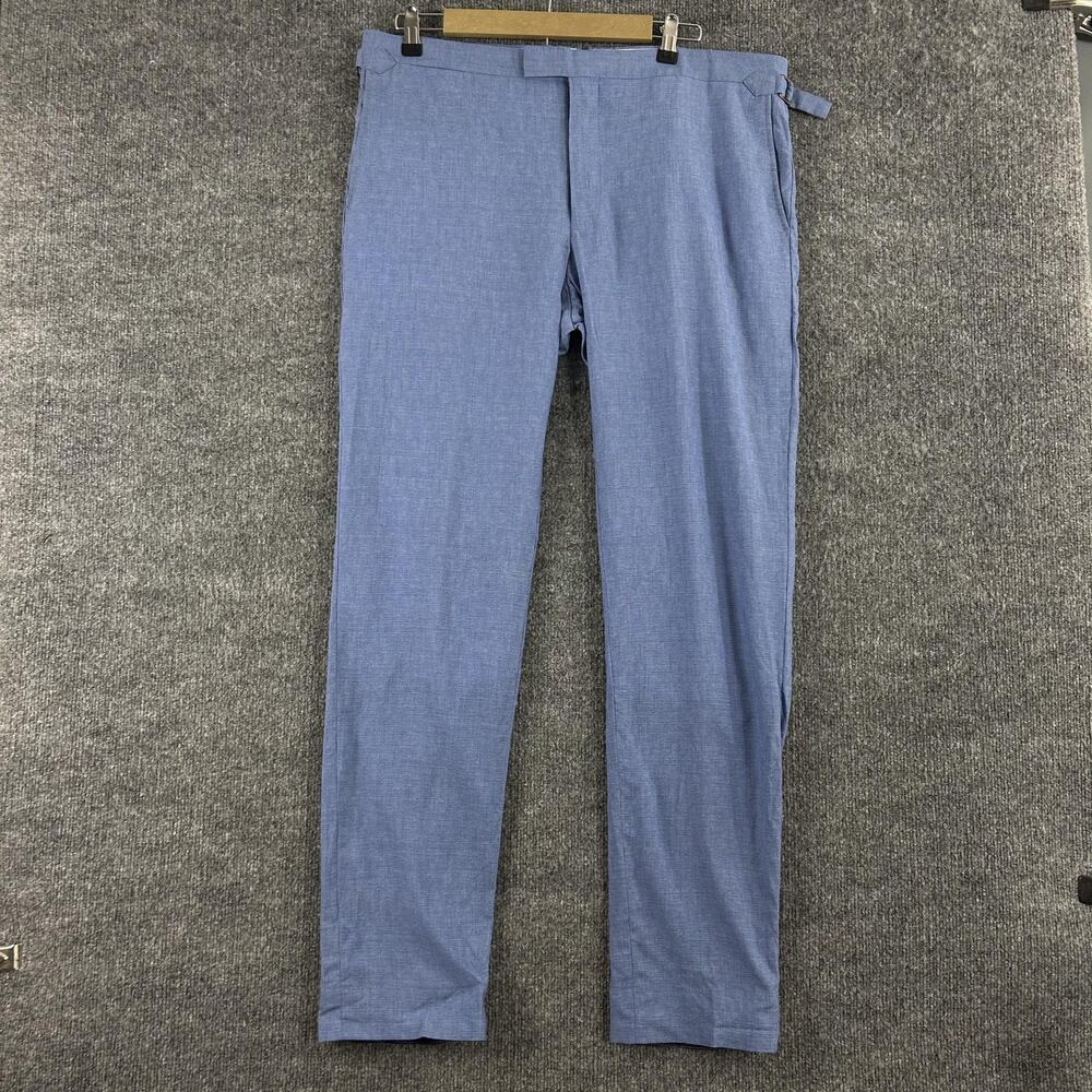 Suitsupply Pants Mens 44L Lazio Wool Dress Trouser Blue Side Tabs Office Work
